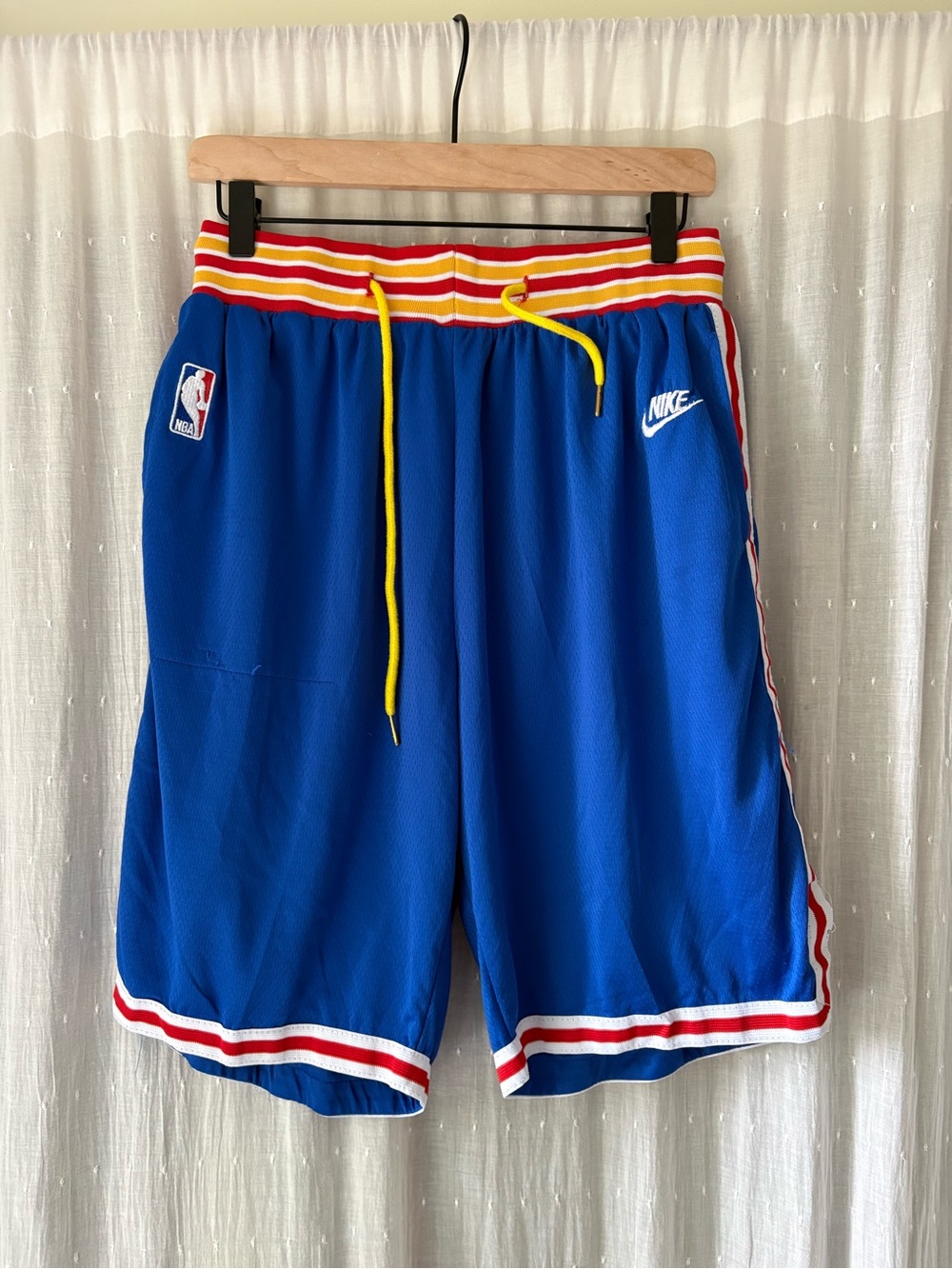 Nike Men’s Royal Blue NBA Basketball Shorts with Yellow Drawcord